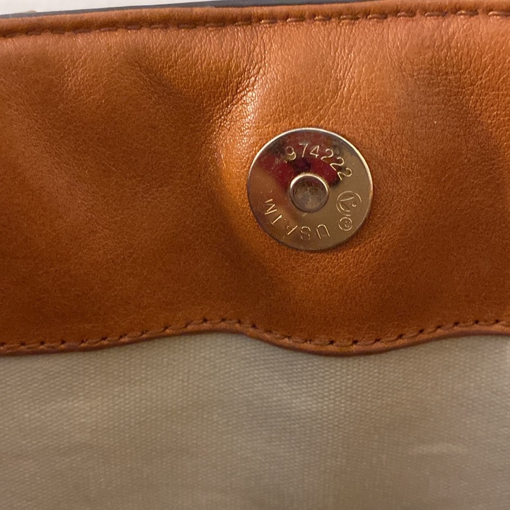 Tory Burch Brown Patent Satchel with Tan Trim - Picture 9 of 10